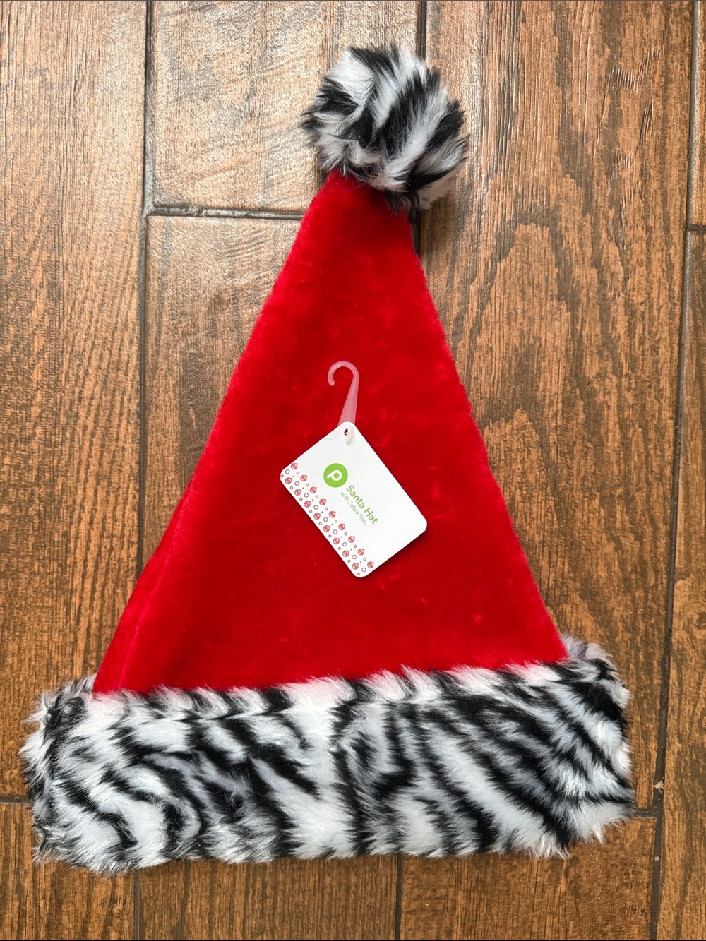 Publix Santa Hat with Zebra Trim - NWT